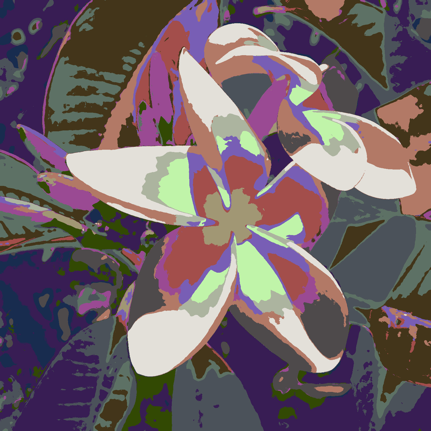 2017-04-17 07-06-36 plumeria-209904_960_720-crop, as a Warhol painting, 15 areas.jpg