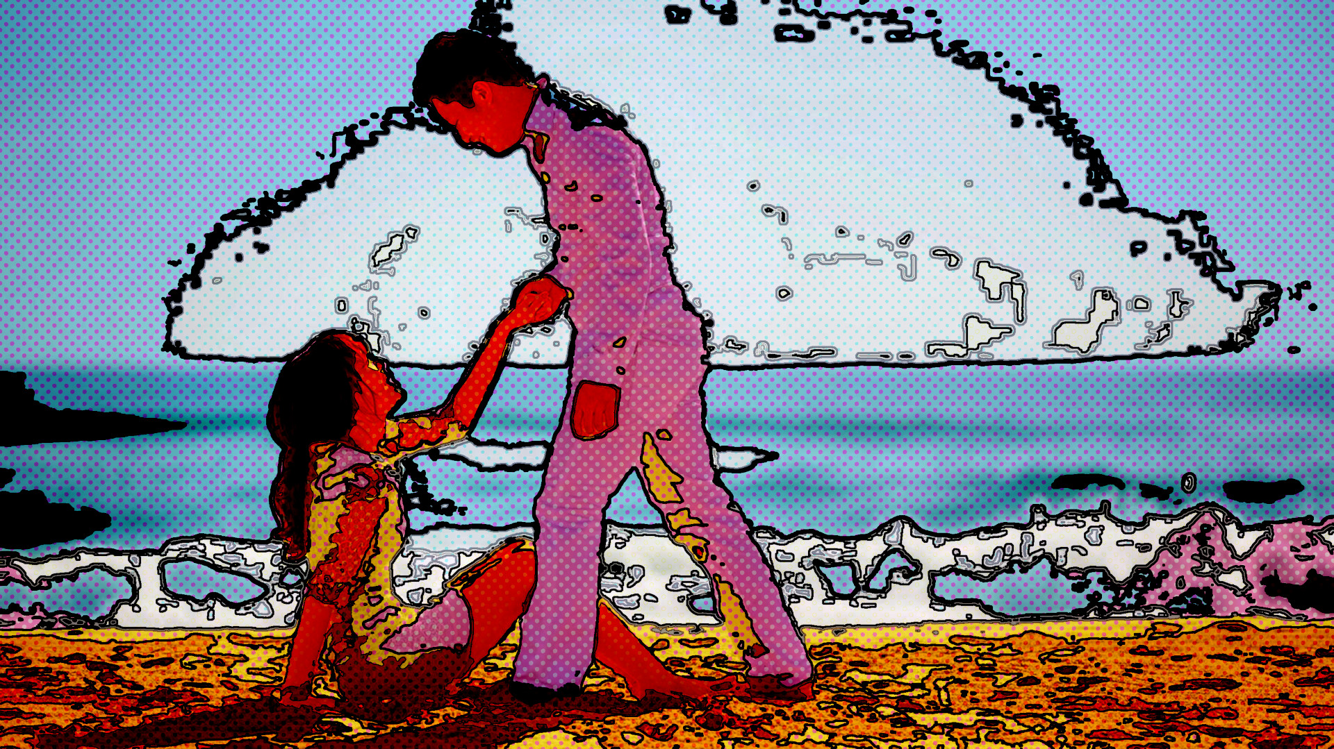 2018-05-25 14-32-14 romantic-couple-beach-hd-nice-free-wallpaper, with a poster effect filled with dots, then mode linear burn.jpg
