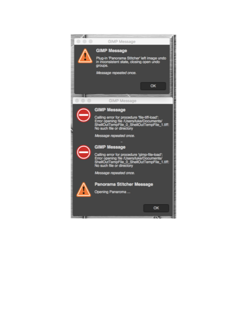 Error messag in Gimp from stitcher.jpg