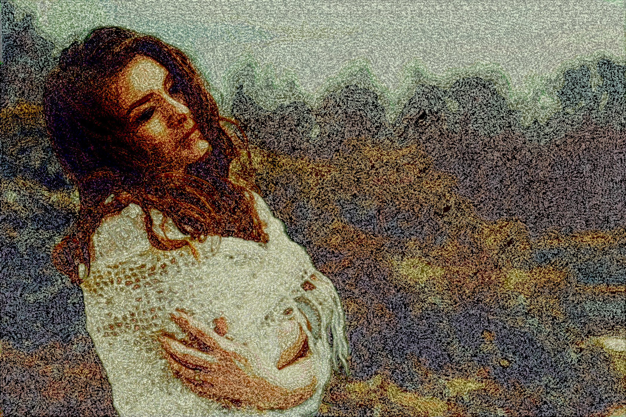 2020-11-01 08-11-06 woman-837156_1920 on 11 areas, look of stroked paths, using pattern GP_B_EndGrain.png (brushsize small).jpeg