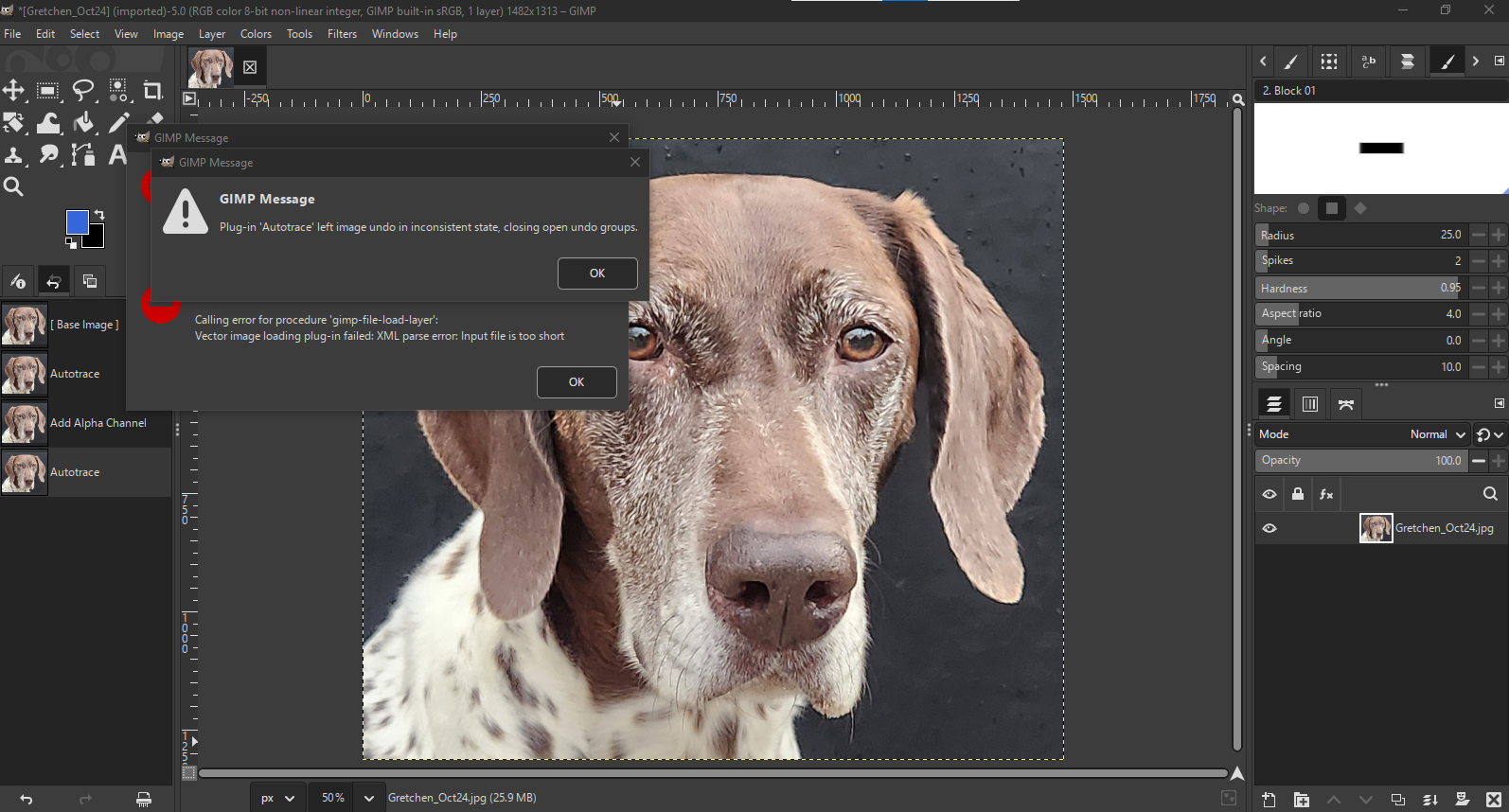 Gimp Autotrace failed.png