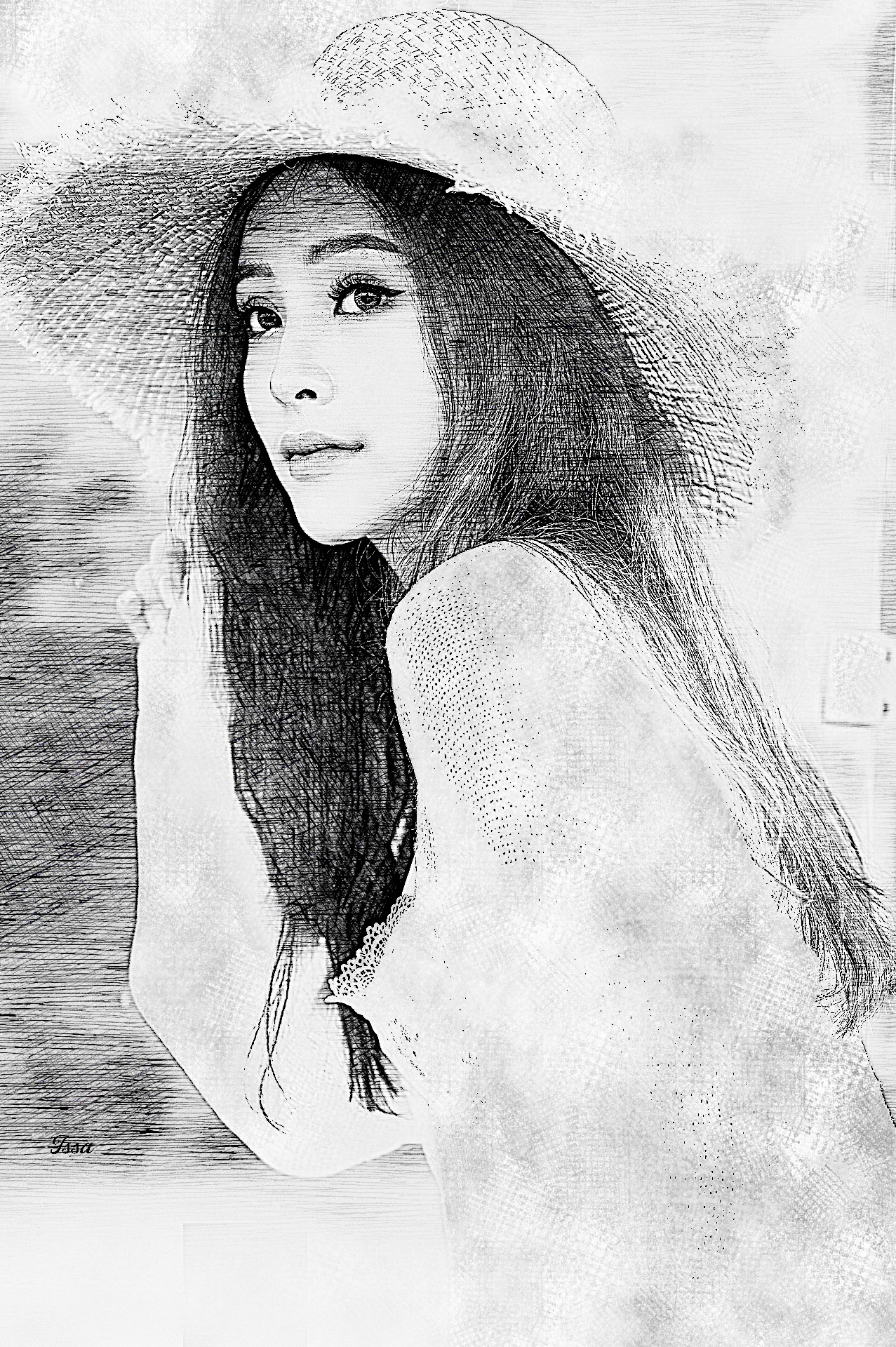 Young Woman_CrossSketch_B&W_Issa.JPG